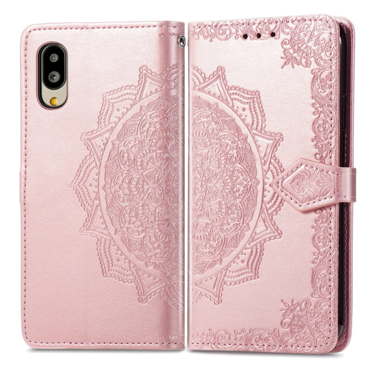 For Sharp Simple Sumaho 6 Mandala Flower Embossed Leather Phone Case
