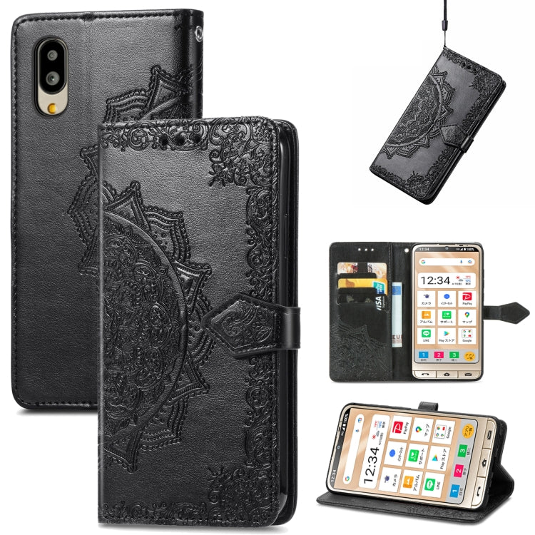 For Sharp Simple Sumaho 6 Mandala Flower Embossed Leather Phone Case
