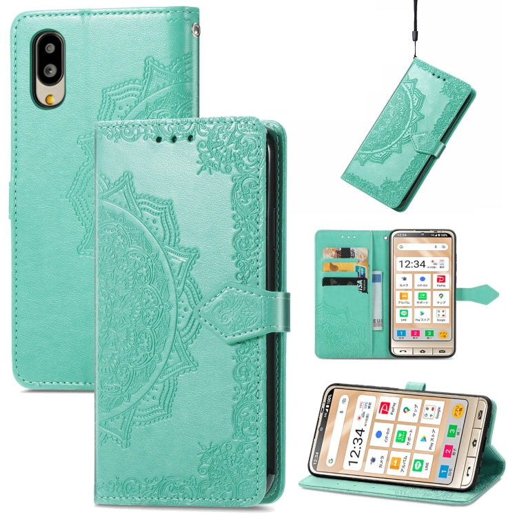 For Sharp Simple Sumaho 6 Mandala Flower Embossed Leather Phone Case