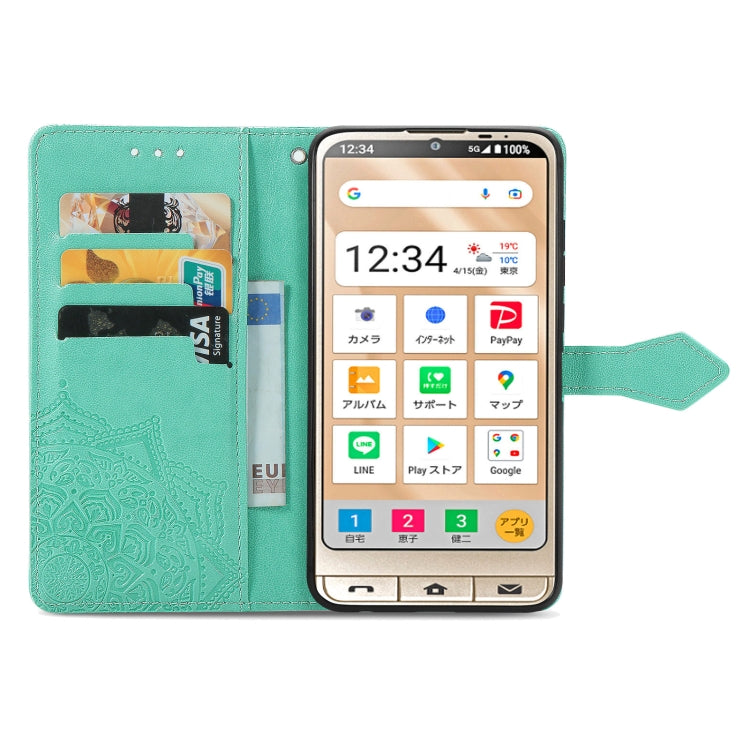 For Sharp Simple Sumaho 6 Mandala Flower Embossed Leather Phone Case