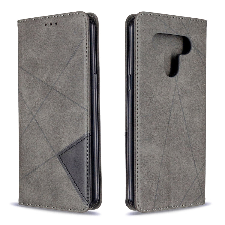 For LG K51 Rhombus Texture Horizontal Flip Magnetic Leather Case with Holder & Card Slots & Wallet