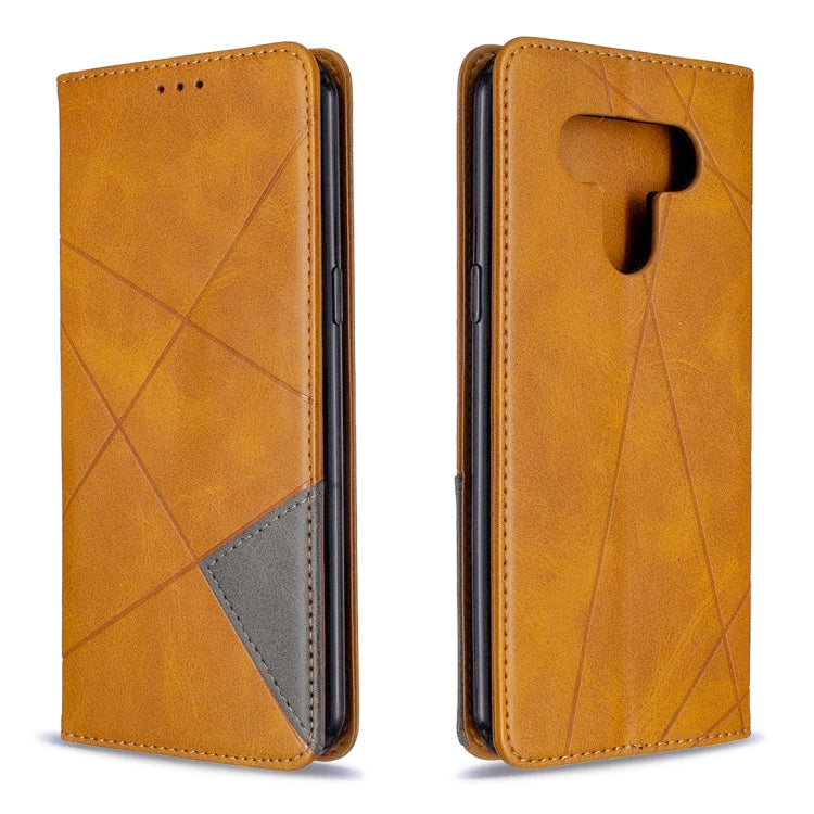 For LG K51 Rhombus Texture Horizontal Flip Magnetic Leather Case with Holder & Card Slots & Wallet