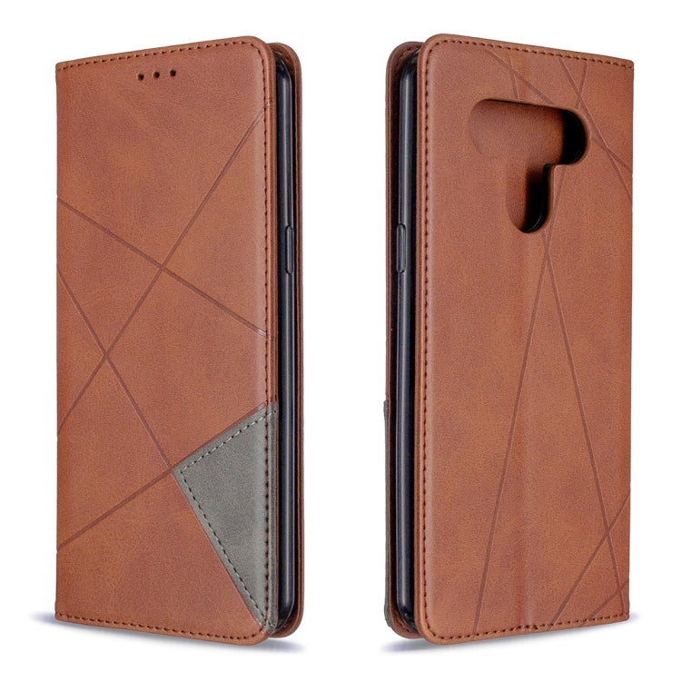 For LG K51 Rhombus Texture Horizontal Flip Magnetic Leather Case with Holder & Card Slots & Wallet