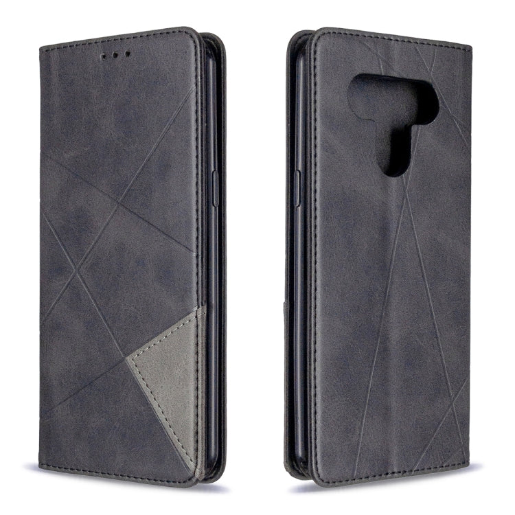 For LG K51 Rhombus Texture Horizontal Flip Magnetic Leather Case with Holder & Card Slots & Wallet