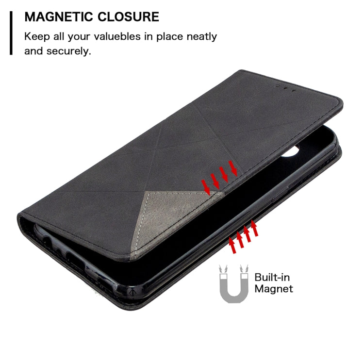 For LG K51 Rhombus Texture Horizontal Flip Magnetic Leather Case with Holder & Card Slots & Wallet