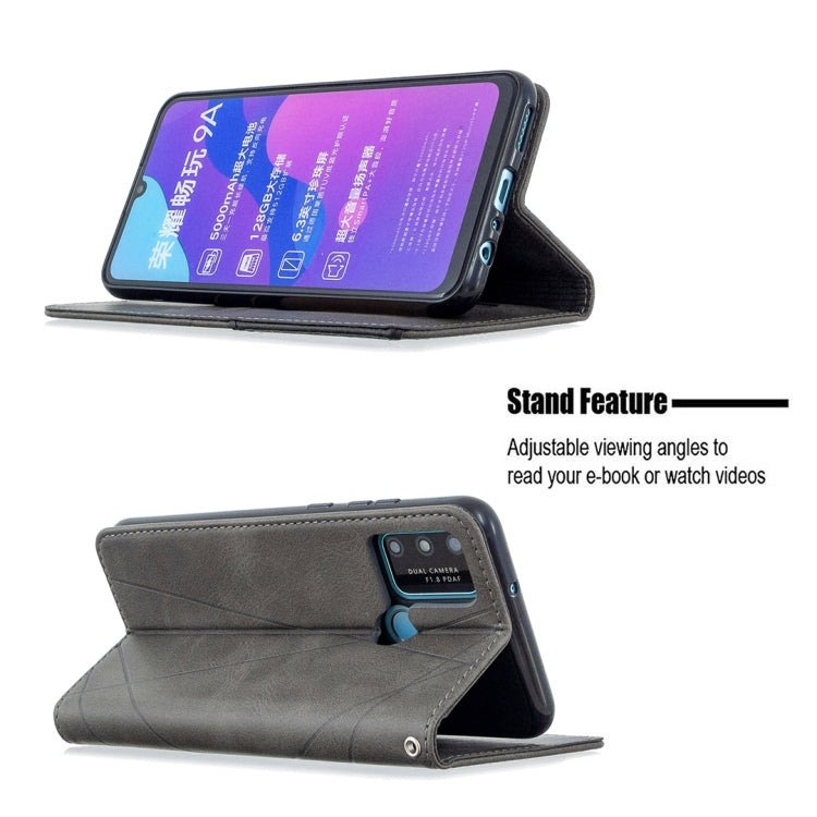 For Huawei Honor 9A Rhombus Texture Horizontal Flip Magnetic Leather Case with Holder & Card Slots & Wallet