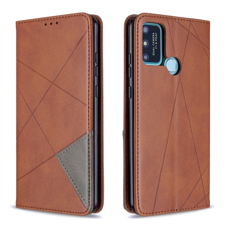 For Huawei Honor 9A Rhombus Texture Horizontal Flip Magnetic Leather Case with Holder & Card Slots & Wallet