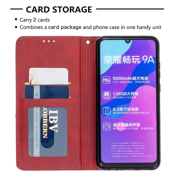 For Huawei Honor 9A Rhombus Texture Horizontal Flip Magnetic Leather Case with Holder & Card Slots & Wallet