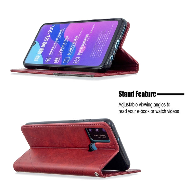 For Huawei Honor 9A Rhombus Texture Horizontal Flip Magnetic Leather Case with Holder & Card Slots & Wallet