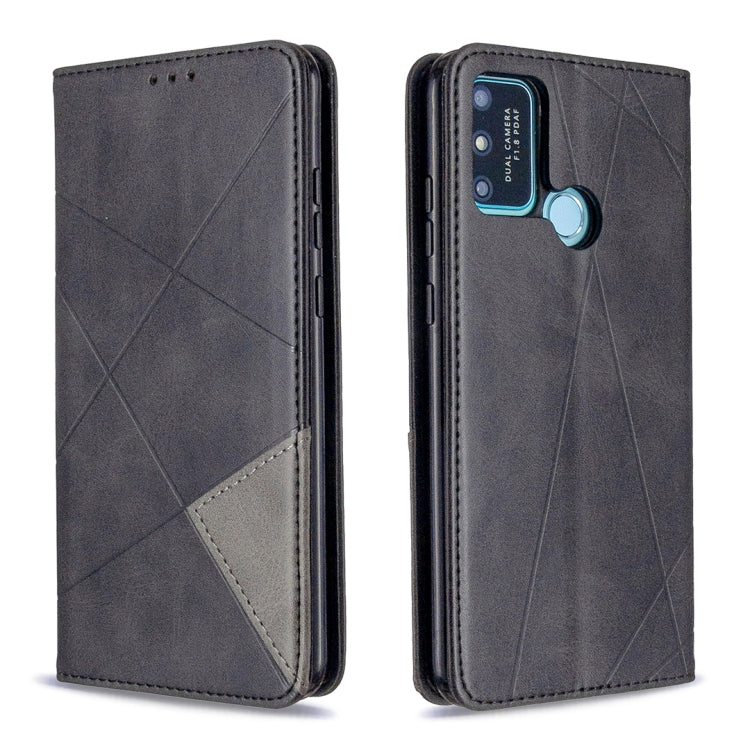 For Huawei Honor 9A Rhombus Texture Horizontal Flip Magnetic Leather Case with Holder & Card Slots & Wallet