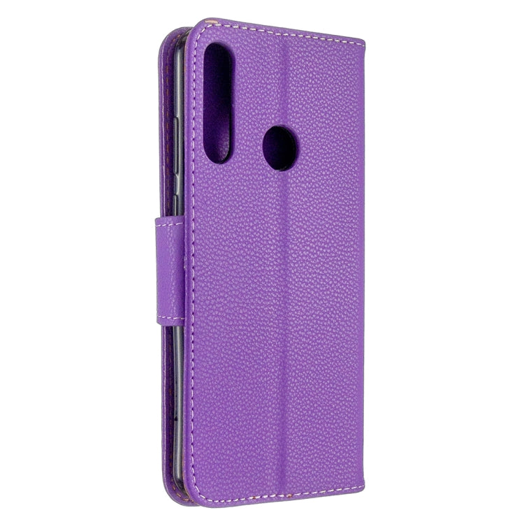 For Huawei Y6P Litchi Texture Pure Color Horizontal Flip PU Leather Case with Holder & Card Slots & Wallet & Lanyard