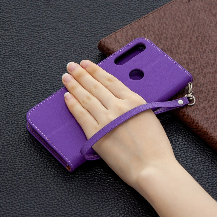 For Huawei Y6P Litchi Texture Pure Color Horizontal Flip PU Leather Case with Holder & Card Slots & Wallet & Lanyard