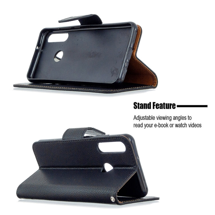 For Huawei Y6P Litchi Texture Pure Color Horizontal Flip PU Leather Case with Holder & Card Slots & Wallet & Lanyard