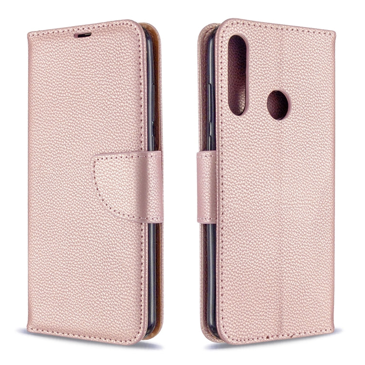 For Huawei Y6P Litchi Texture Pure Color Horizontal Flip PU Leather Case with Holder & Card Slots & Wallet & Lanyard