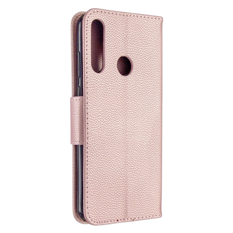 For Huawei Y6P Litchi Texture Pure Color Horizontal Flip PU Leather Case with Holder & Card Slots & Wallet & Lanyard