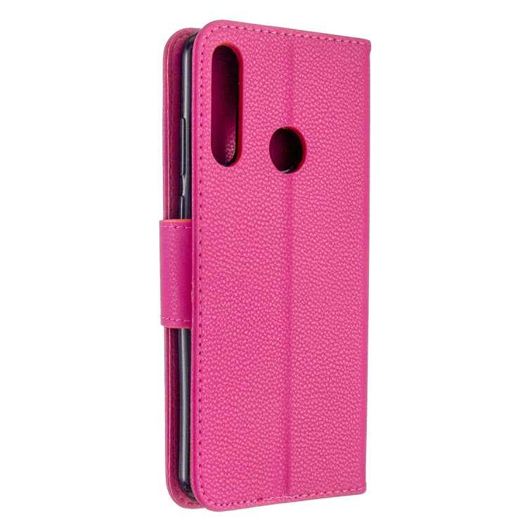 For Huawei Y6P Litchi Texture Pure Color Horizontal Flip PU Leather Case with Holder & Card Slots & Wallet & Lanyard