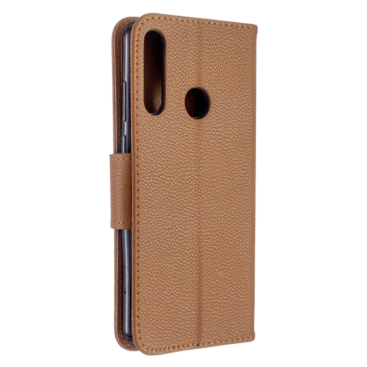 For Huawei Y6P Litchi Texture Pure Color Horizontal Flip PU Leather Case with Holder & Card Slots & Wallet & Lanyard