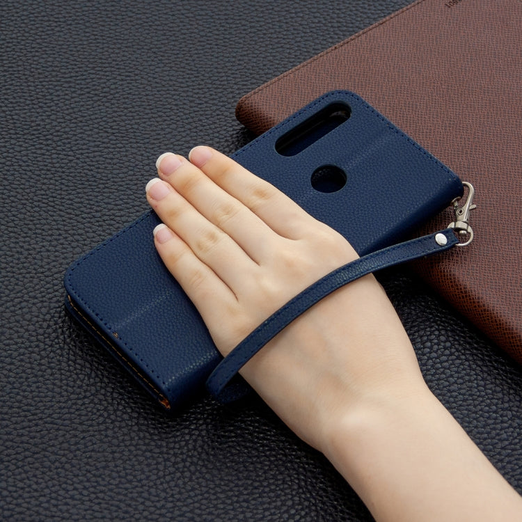 For Huawei Y6P Litchi Texture Pure Color Horizontal Flip PU Leather Case with Holder & Card Slots & Wallet & Lanyard