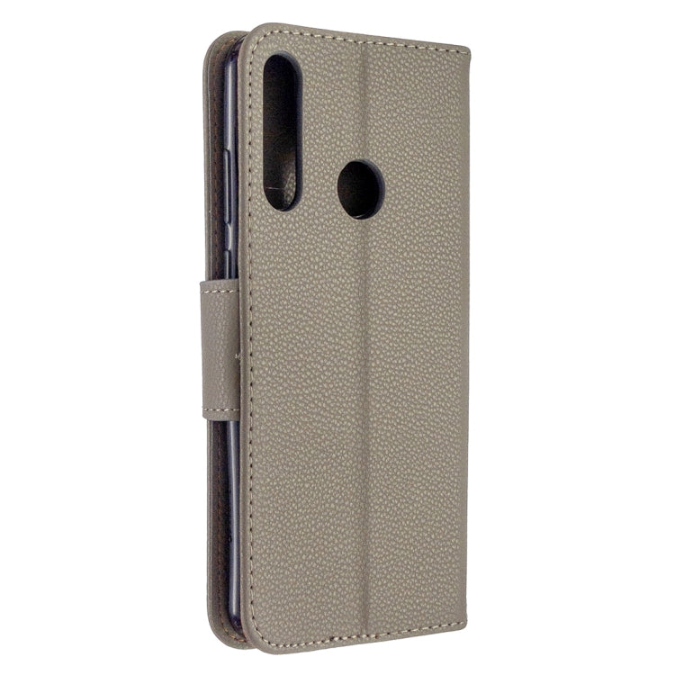 For Huawei Y6P Litchi Texture Pure Color Horizontal Flip PU Leather Case with Holder & Card Slots & Wallet & Lanyard