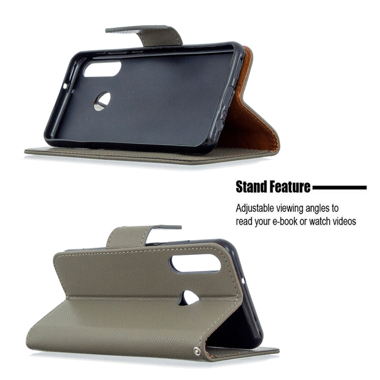 For Huawei Y6P Litchi Texture Pure Color Horizontal Flip PU Leather Case with Holder & Card Slots & Wallet & Lanyard