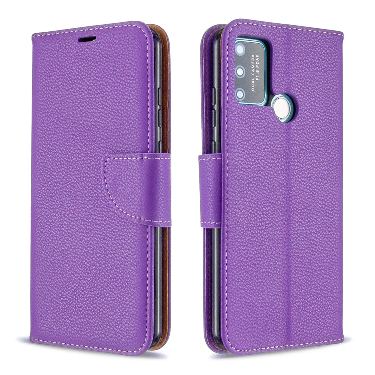 For Huawei Honor 9A Litchi Texture Pure Color Horizontal Flip PU Leather Case with Holder & Card Slots & Wallet & Lanyard