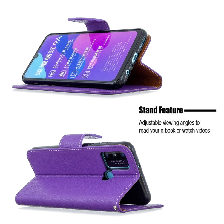 For Huawei Honor 9A Litchi Texture Pure Color Horizontal Flip PU Leather Case with Holder & Card Slots & Wallet & Lanyard