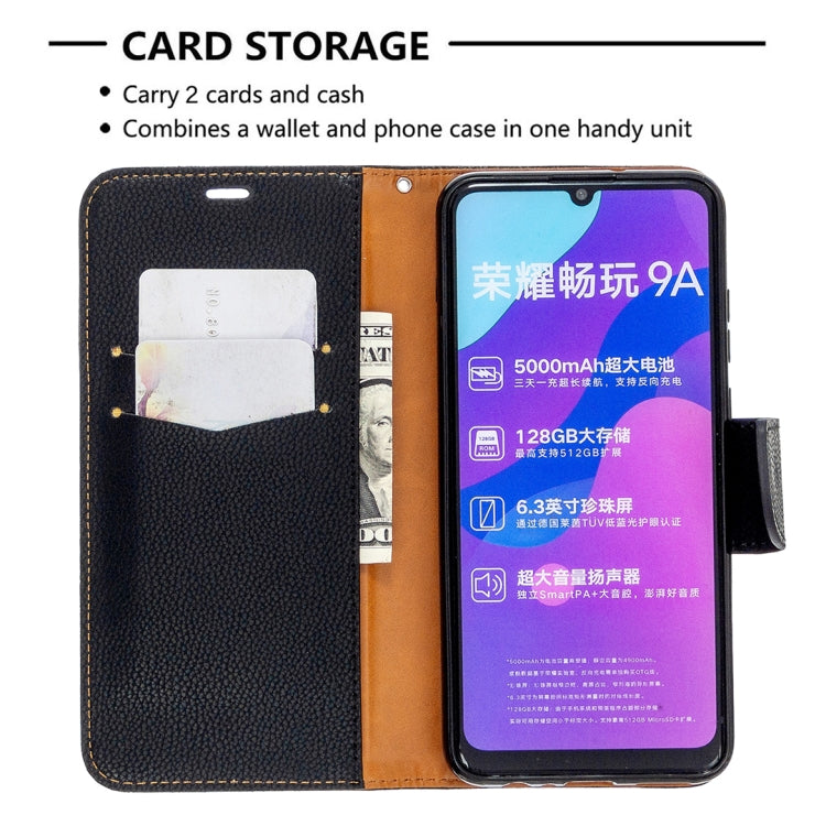 For Huawei Honor 9A Litchi Texture Pure Color Horizontal Flip PU Leather Case with Holder & Card Slots & Wallet & Lanyard