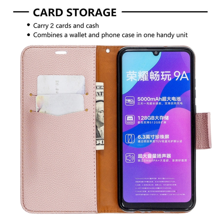 For Huawei Honor 9A Litchi Texture Pure Color Horizontal Flip PU Leather Case with Holder & Card Slots & Wallet & Lanyard