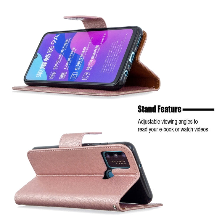For Huawei Honor 9A Litchi Texture Pure Color Horizontal Flip PU Leather Case with Holder & Card Slots & Wallet & Lanyard