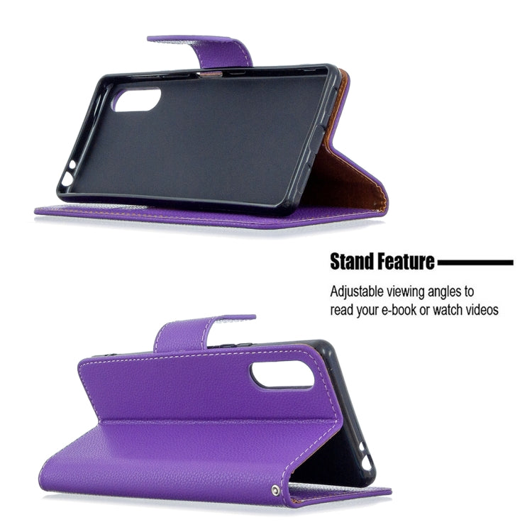 For Sony Xperia L4 Litchi Texture Pure Color Horizontal Flip PU Leather Case with Holder & Card Slots & Wallet & Lanyard