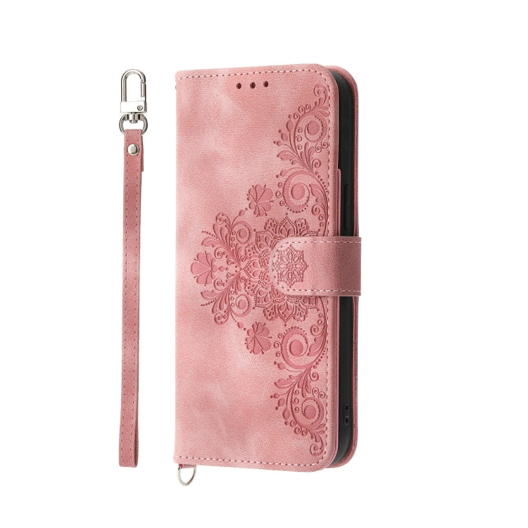 For Xiaomi Redmi 12 4G Skin-feel Flowers Embossed Wallet Leather Phone Case