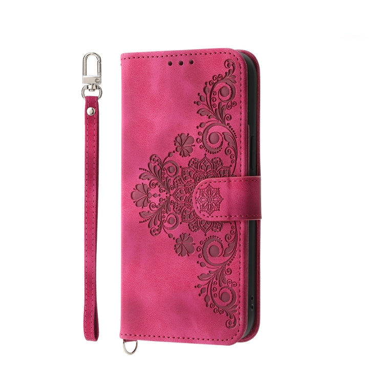 For Xiaomi Redmi 12 4G Skin-feel Flowers Embossed Wallet Leather Phone Case