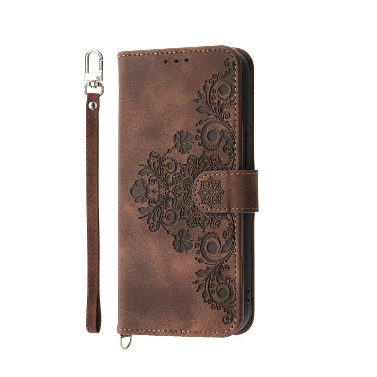 For Xiaomi Redmi 12 4G Skin-feel Flowers Embossed Wallet Leather Phone Case