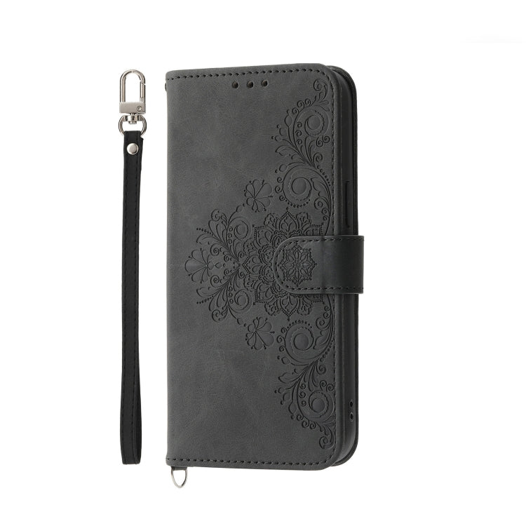 For Xiaomi Redmi 12 4G Skin-feel Flowers Embossed Wallet Leather Phone Case