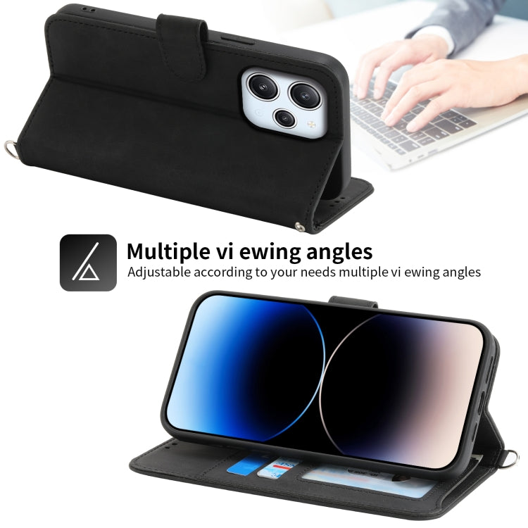 For Xiaomi Redmi 12 4G Skin-feel Flowers Embossed Wallet Leather Phone Case