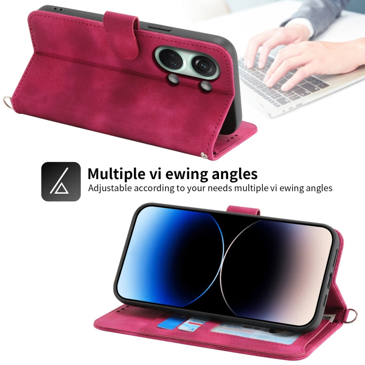 For OnePlus Ace 2V Skin-feel Flowers Embossed Wallet Leather Phone Case