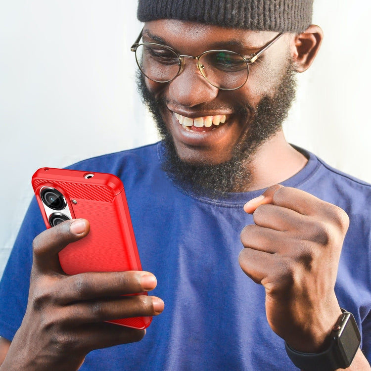 For Asus Zenfone 10 Brushed Texture Carbon Fiber TPU Case