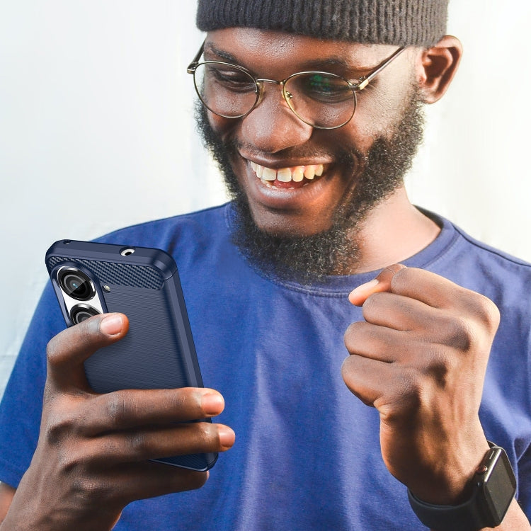 For Asus Zenfone 10 Brushed Texture Carbon Fiber TPU Case