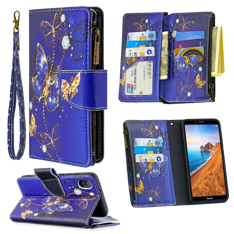 For Xiaomi Redmi 7A Colored Drawing Pattern Zipper Horizontal Flip Leather Case with Holder & Card Slots & Wallet