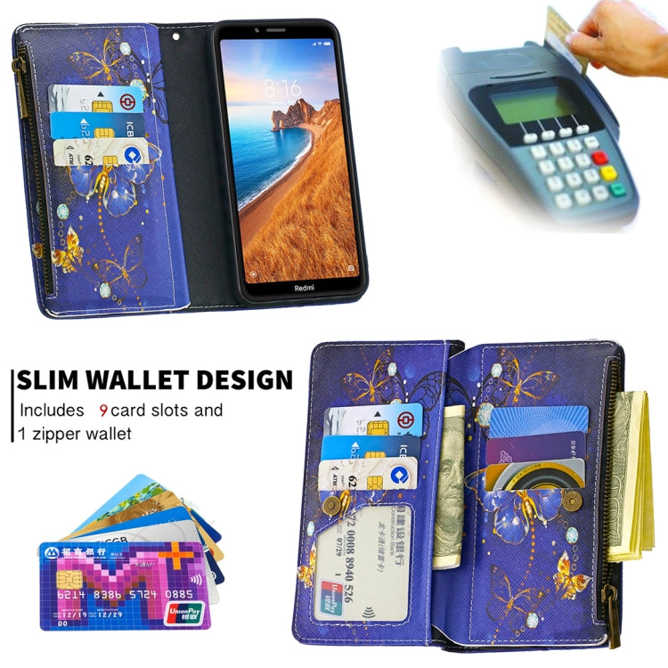 For Xiaomi Redmi 7A Colored Drawing Pattern Zipper Horizontal Flip Leather Case with Holder & Card Slots & Wallet