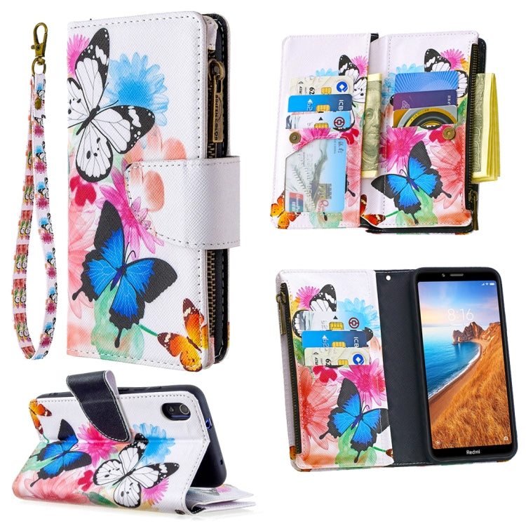 For Xiaomi Redmi 7A Colored Drawing Pattern Zipper Horizontal Flip Leather Case with Holder & Card Slots & Wallet