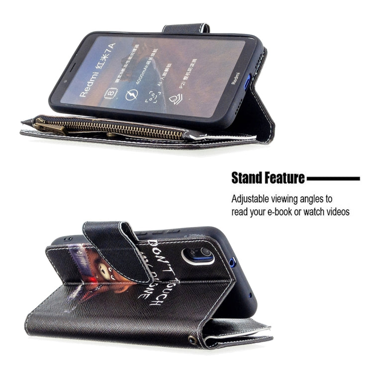 For Xiaomi Redmi 7A Colored Drawing Pattern Zipper Horizontal Flip Leather Case with Holder & Card Slots & Wallet