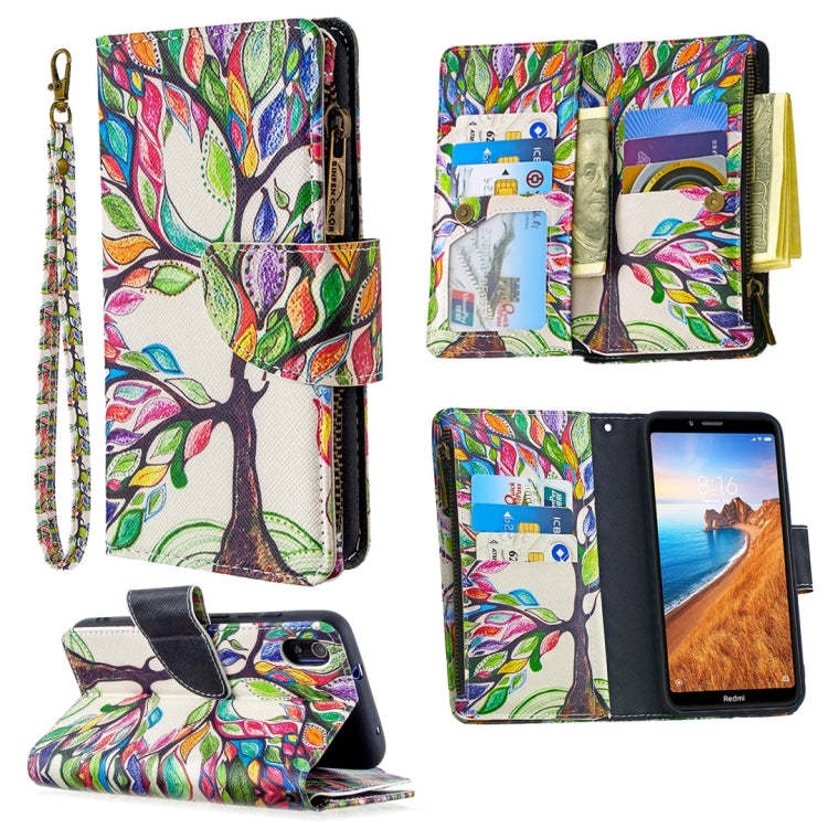 For Xiaomi Redmi 7A Colored Drawing Pattern Zipper Horizontal Flip Leather Case with Holder & Card Slots & Wallet