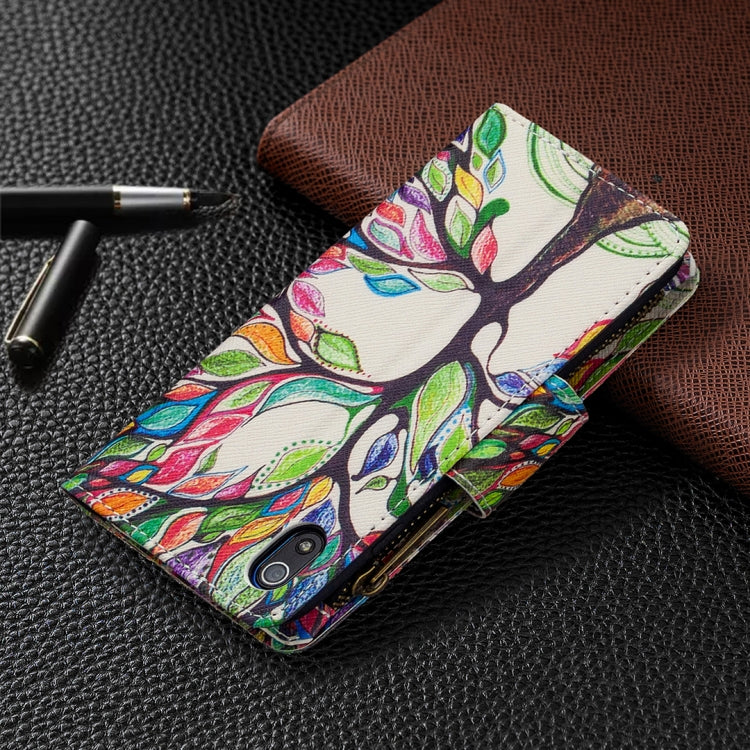 For Xiaomi Redmi 7A Colored Drawing Pattern Zipper Horizontal Flip Leather Case with Holder & Card Slots & Wallet