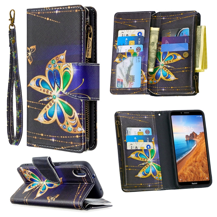 For Xiaomi Redmi 7A Colored Drawing Pattern Zipper Horizontal Flip Leather Case with Holder & Card Slots & Wallet