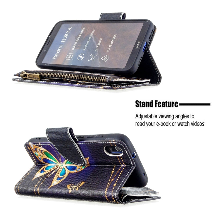 For Xiaomi Redmi 7A Colored Drawing Pattern Zipper Horizontal Flip Leather Case with Holder & Card Slots & Wallet