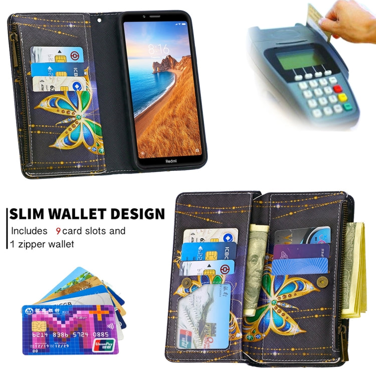 For Xiaomi Redmi 7A Colored Drawing Pattern Zipper Horizontal Flip Leather Case with Holder & Card Slots & Wallet
