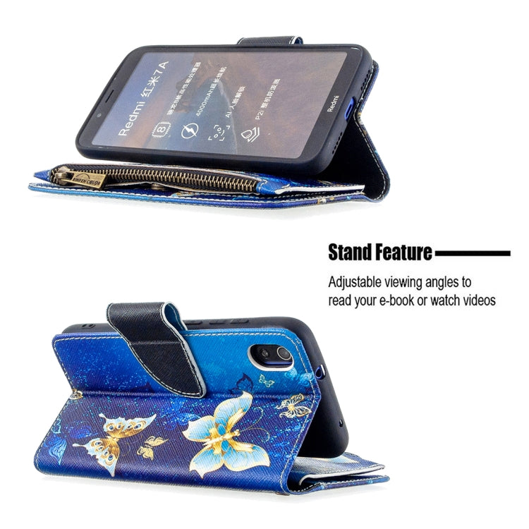 For Xiaomi Redmi 7A Colored Drawing Pattern Zipper Horizontal Flip Leather Case with Holder & Card Slots & Wallet