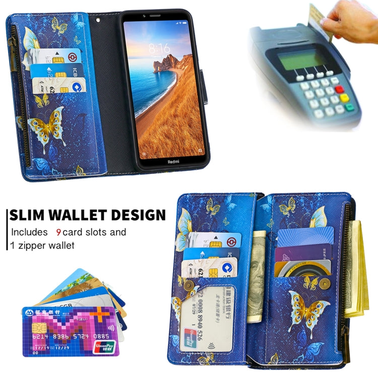 For Xiaomi Redmi 7A Colored Drawing Pattern Zipper Horizontal Flip Leather Case with Holder & Card Slots & Wallet