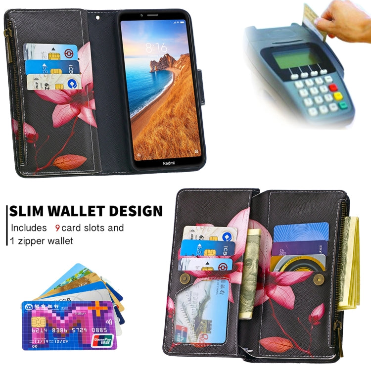 For Xiaomi Redmi 7A Colored Drawing Pattern Zipper Horizontal Flip Leather Case with Holder & Card Slots & Wallet